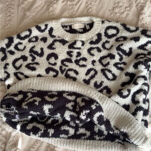 Altar'd State Black and White Double Sided Leopard Crew Sweater
